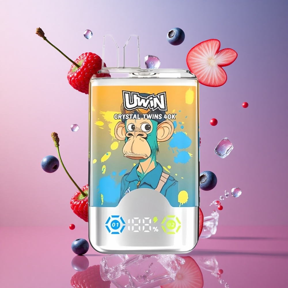 UWIN Crystal Twins 40000 Puffs Mirtilo Framboesa Cereja Gelo 2 Sabores Brasil Atacadista 32ml