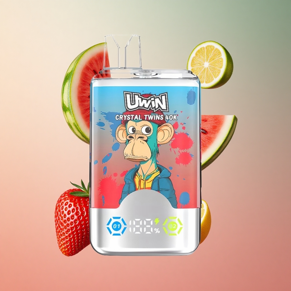 UWIN Crystal Twins 40000 Puffs Morango Melancia Lima Limão Duplo Sabor Brasil Atacadista 32ml