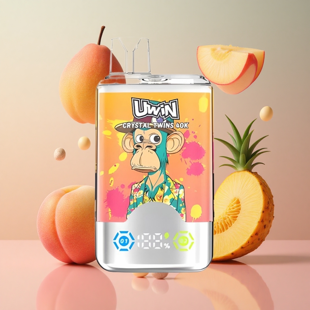 UWIN Crystal Twins 40000 Puffs Pêssego Manga Abacaxi Red Bull 32ml Brasil Atacadista