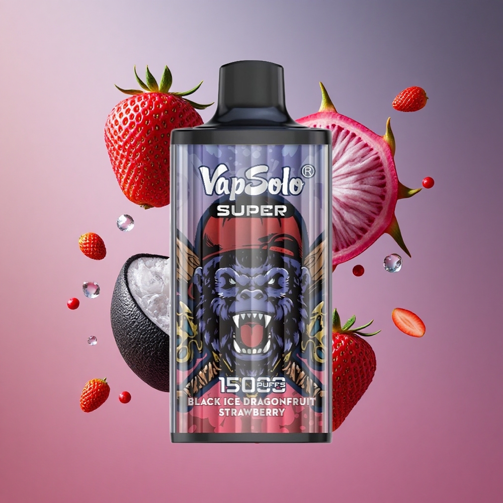 Vapsolo Super 15000 Puffs Black Ice Dragão Morango Brasil Atacadista 40ml 50mg/ml