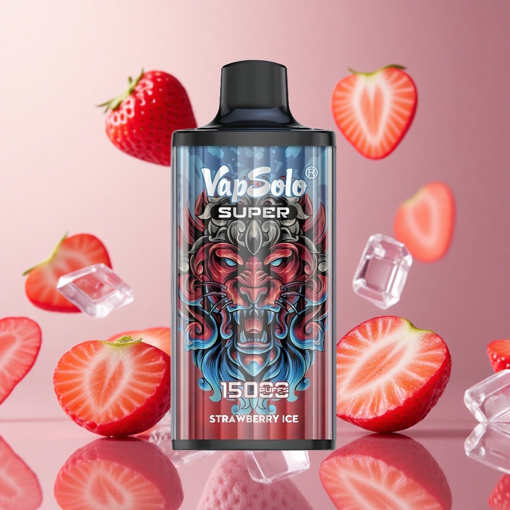 Vapsolo Super 15000 Puffs Morango Gelo Brasil Atacadista 40ml 850mah