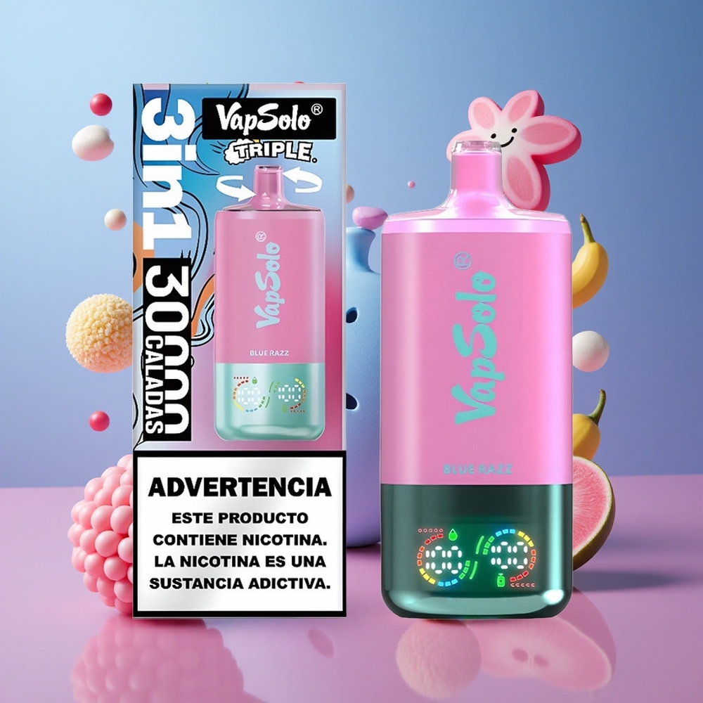 VapSolo Triple 30000 Puffs Blue Razz (40ml) Brasil Atacadista