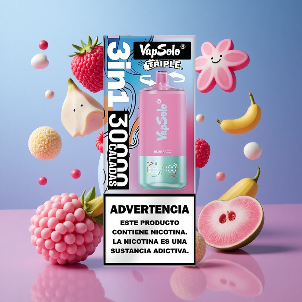 VapSolo Triple 30000 Puffs Blue Razz (40ml) Brasil Atacadista