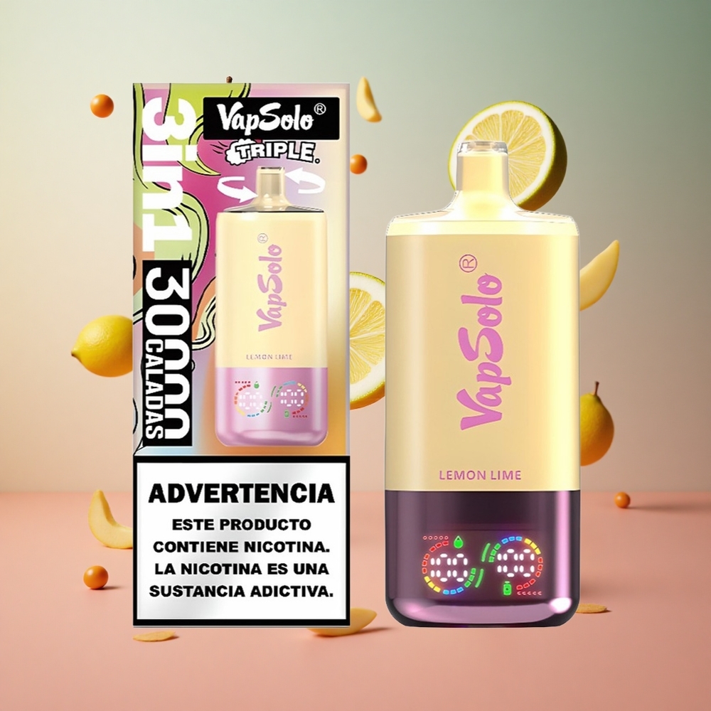 VapSolo Triple 30000 Puffs Limão Lima Brasil Atacadista 40ml 3 Tanques