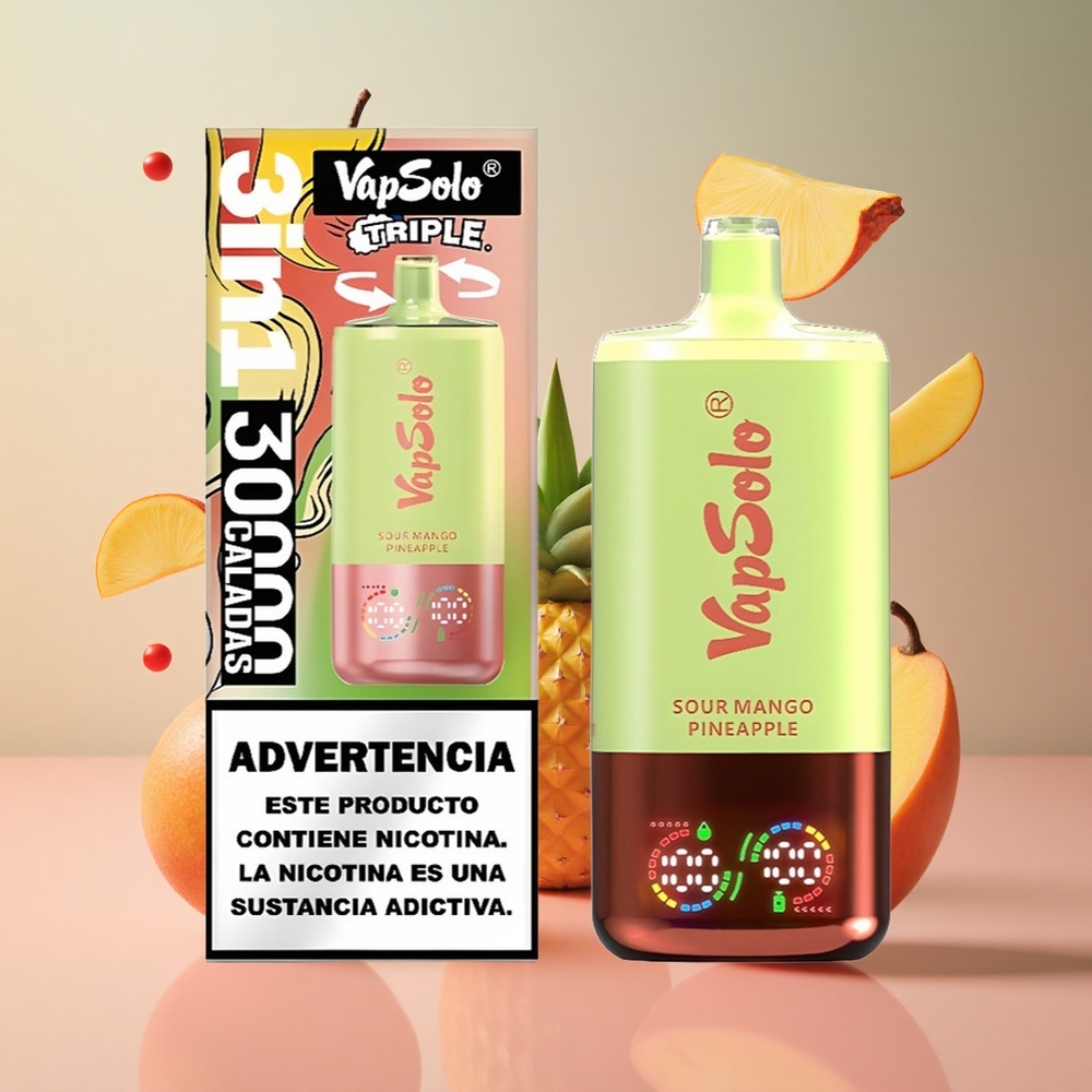 VapSolo Triple 30000 Puffs Manga Azeda Abacaxi 40ml Brasil Atacadista Tipo-C