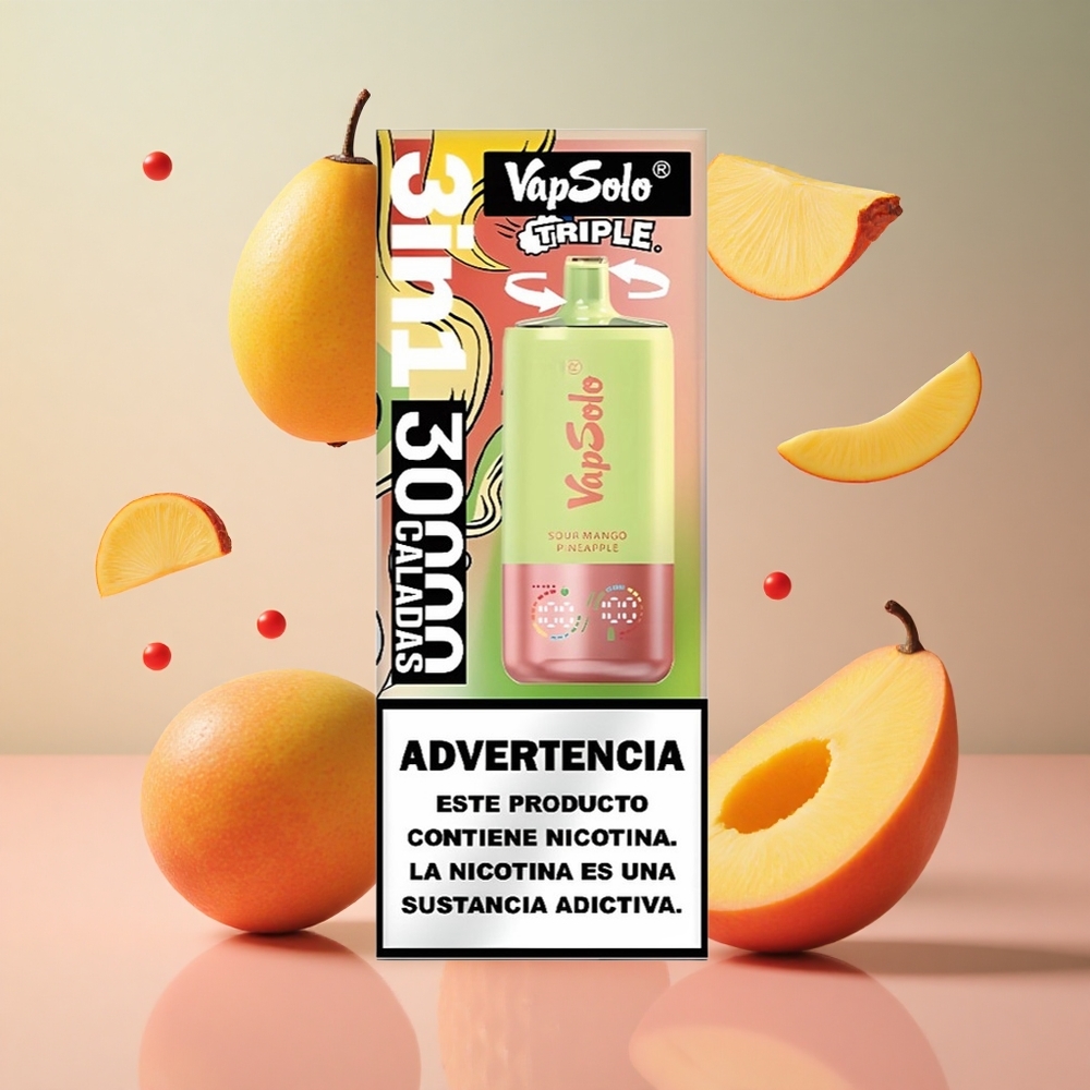 VapSolo Triple 30000 Puffs Manga Azeda Abacaxi 40ml Brasil Atacadista Tipo-C