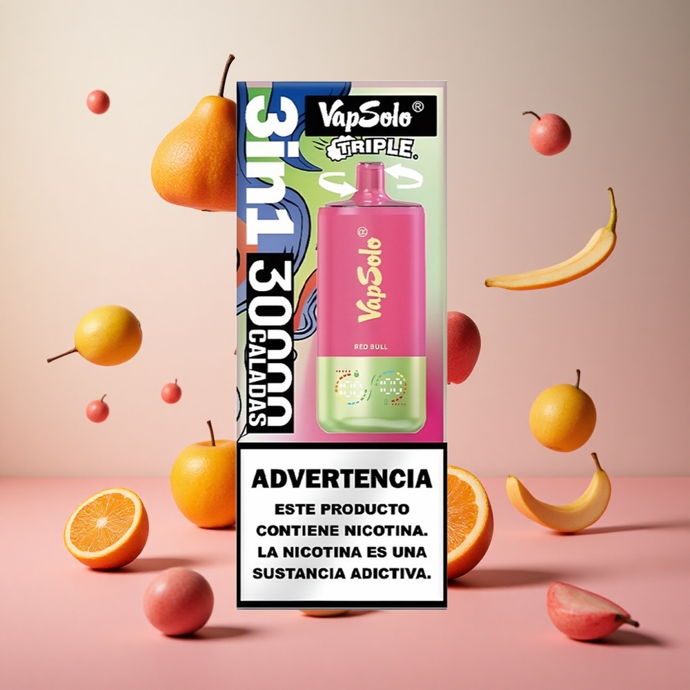 VapSolo Triple 30000 Puffs Red Bull (Touro Vermelho) 40ml Brasil Atacadista