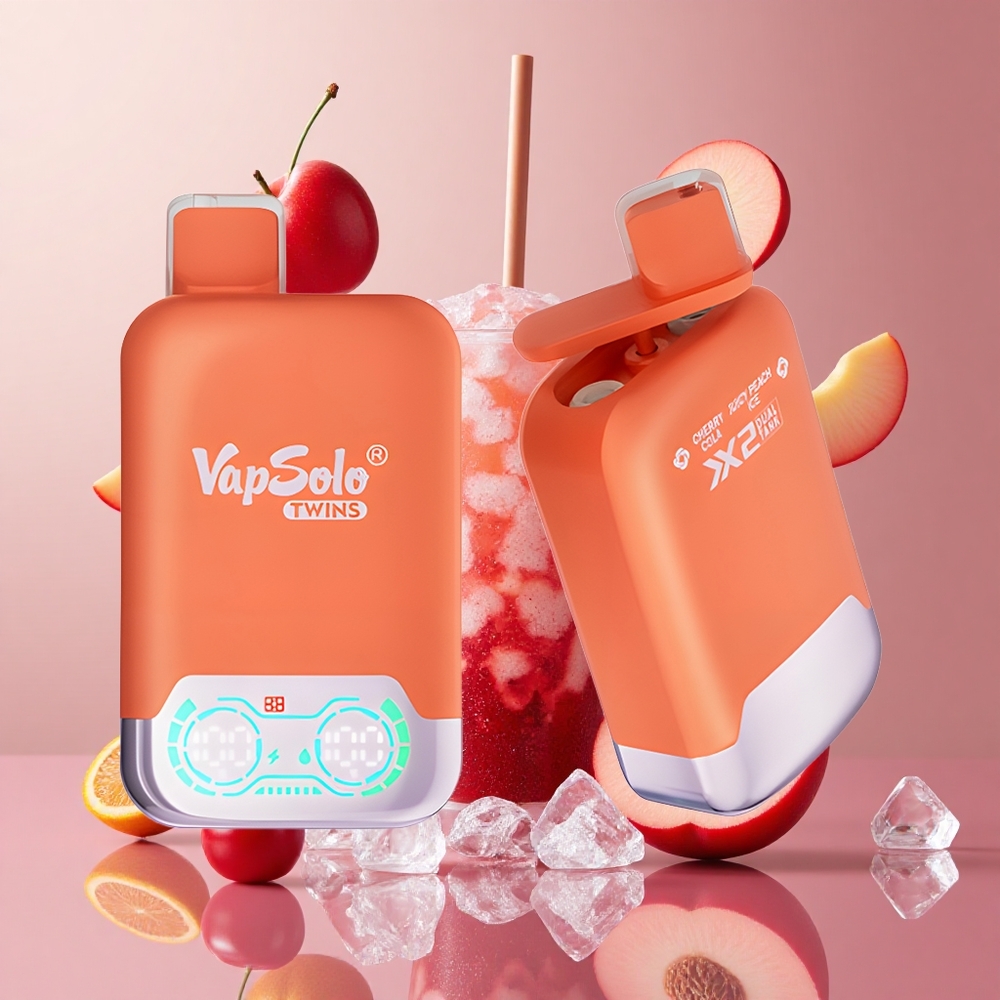 Vapsolo Twins 20000 Puffs Cherry Cola & Pêssego Gelado 40ml Brasil Atacadista