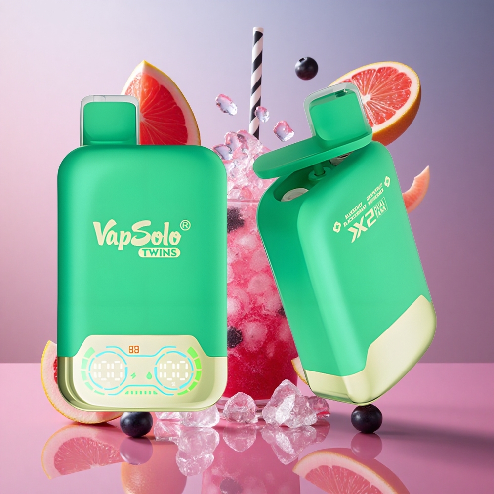 Vapsolo Twins 20000 Puffs Mirtilo Cassis & Toranja Refresher 40ml Brasil Atacadista