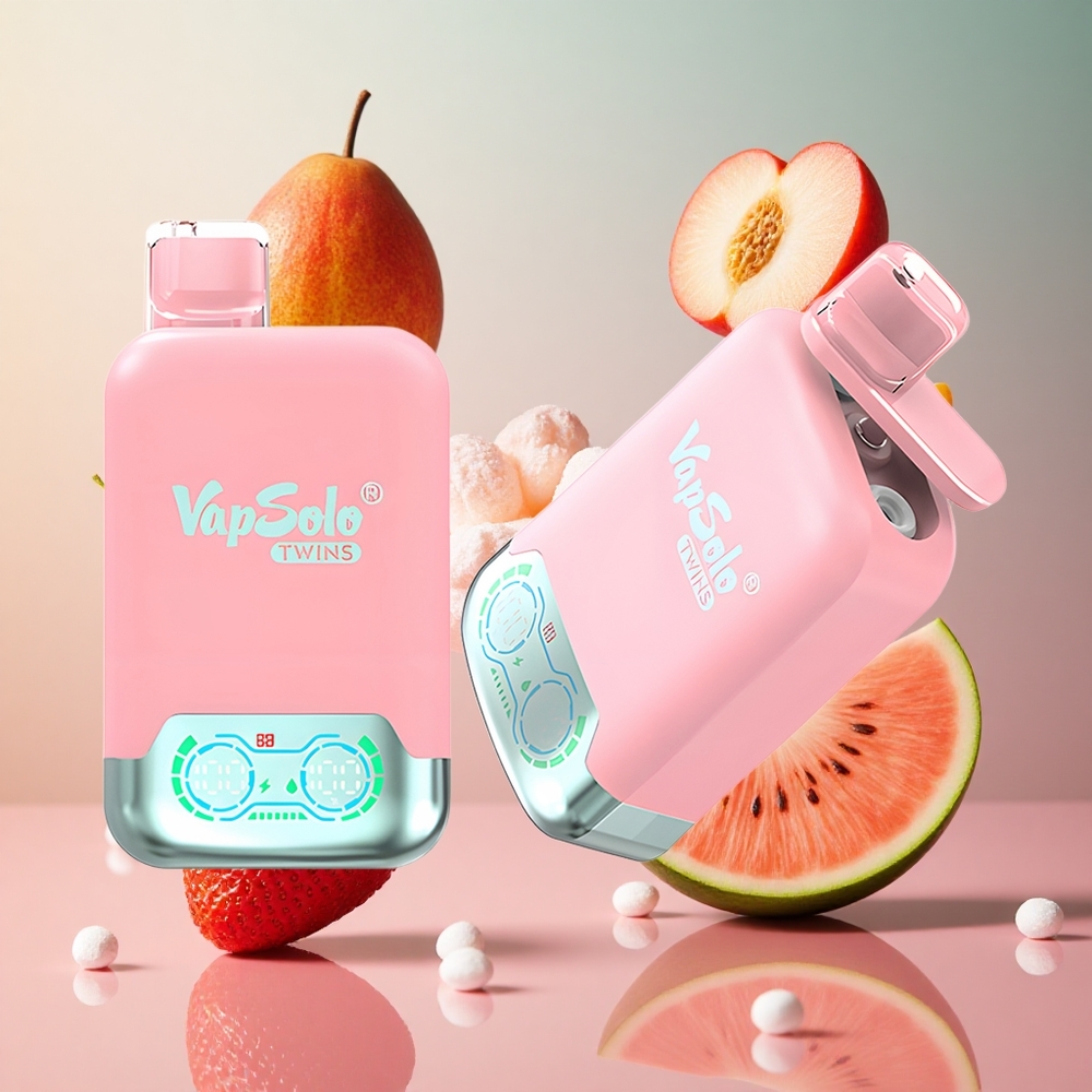 Vapsolo Twins 20000 Puffs Morango Gelo & Manga Pêssego Melancia 40ml Brasil Atacadista
