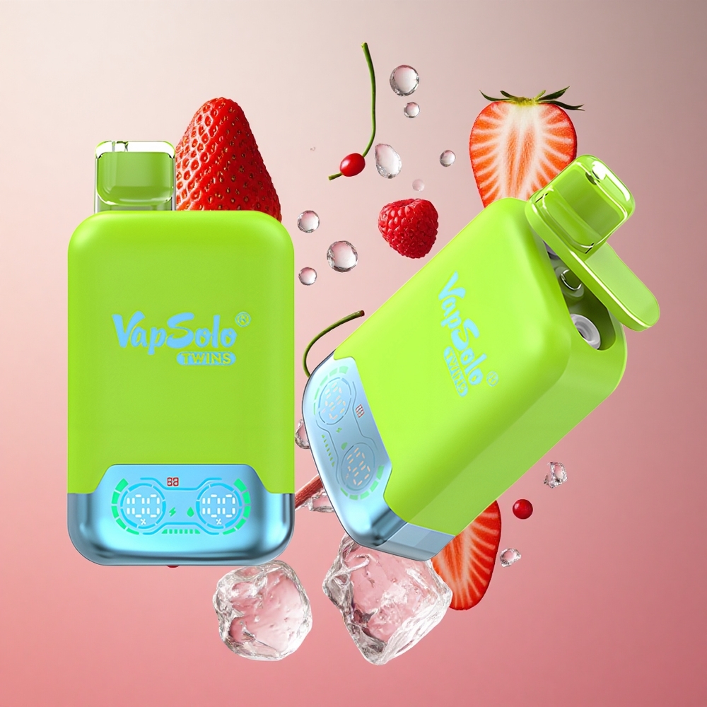 Vapsolo Twins 20000 Puffs Morango Kiwi & Morango Framboesa Cereja Gelo Brasil Atacadista 40ml