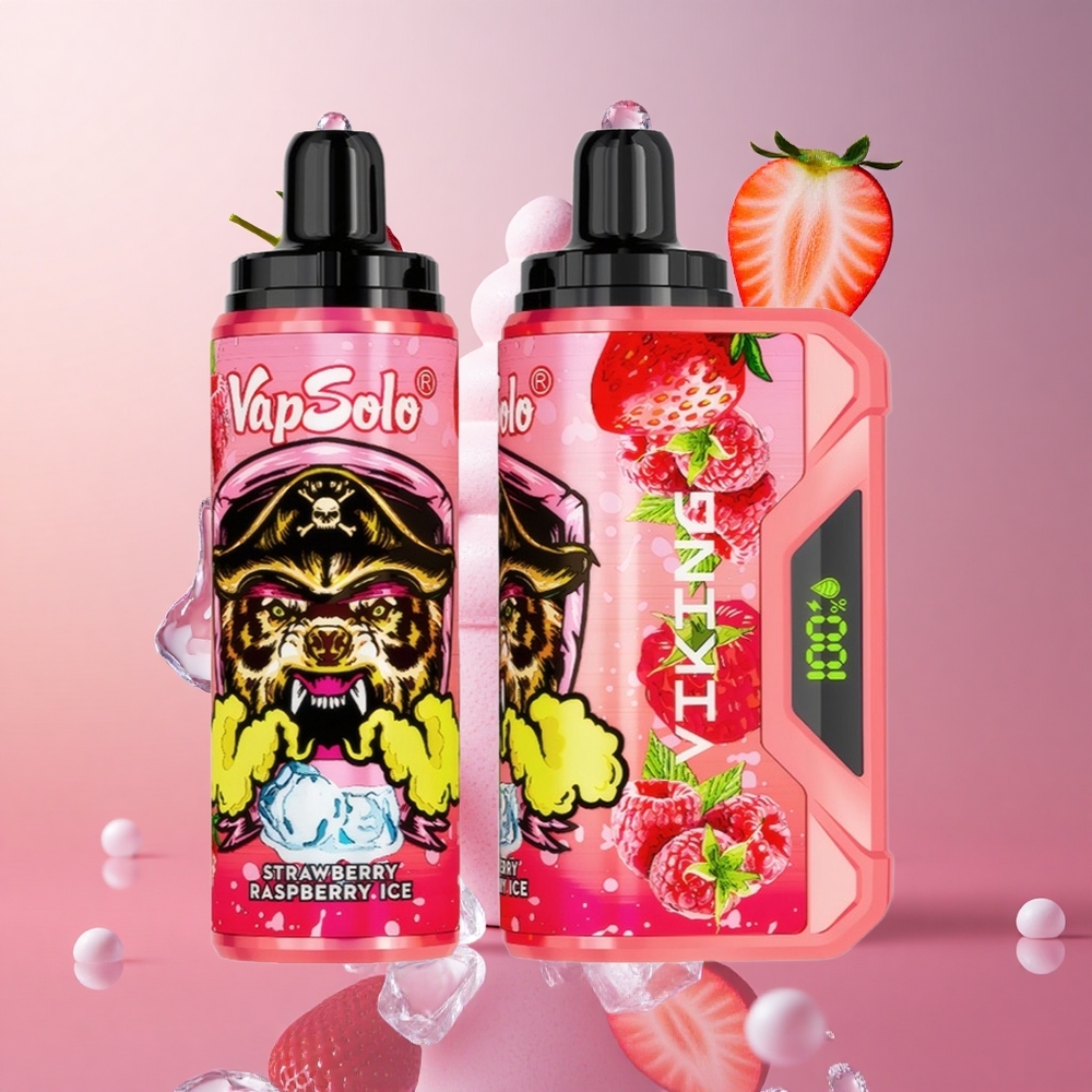 VapSolo VIKING 12000 Puffs Morango Framboesa Gelo Brasil Atacadista Tipo-C