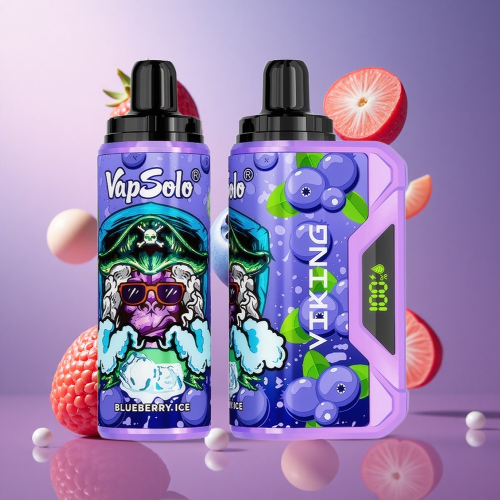VapSolo VIKING 12000 Puffs Vape Descartável Mirtilo Brasil Atacadista 22ml
