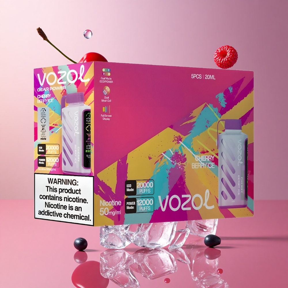 VOZOL Gear Power 20000 Puffs Cereja Berry Gelo Brasil Atacadista Tela Inteira 20mL