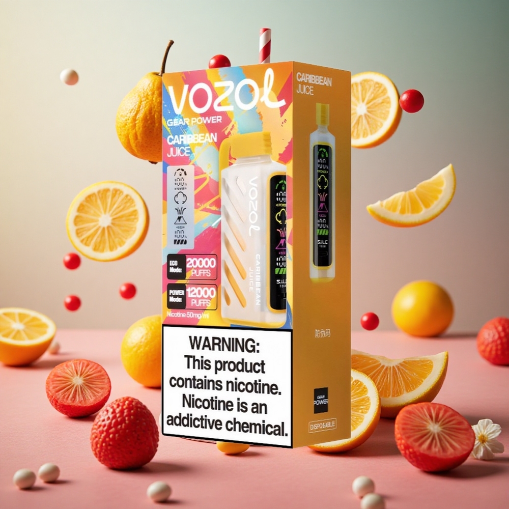 VOZOL Gear Power 20000 Puffs Suco Caribenho Brasil Atacadista Tela Inteira Dual Mesh Coil