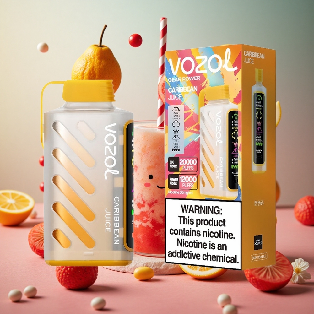 VOZOL Gear Power 20000 Puffs Suco Caribenho Brasil Atacadista Tela Inteira Dual Mesh Coil