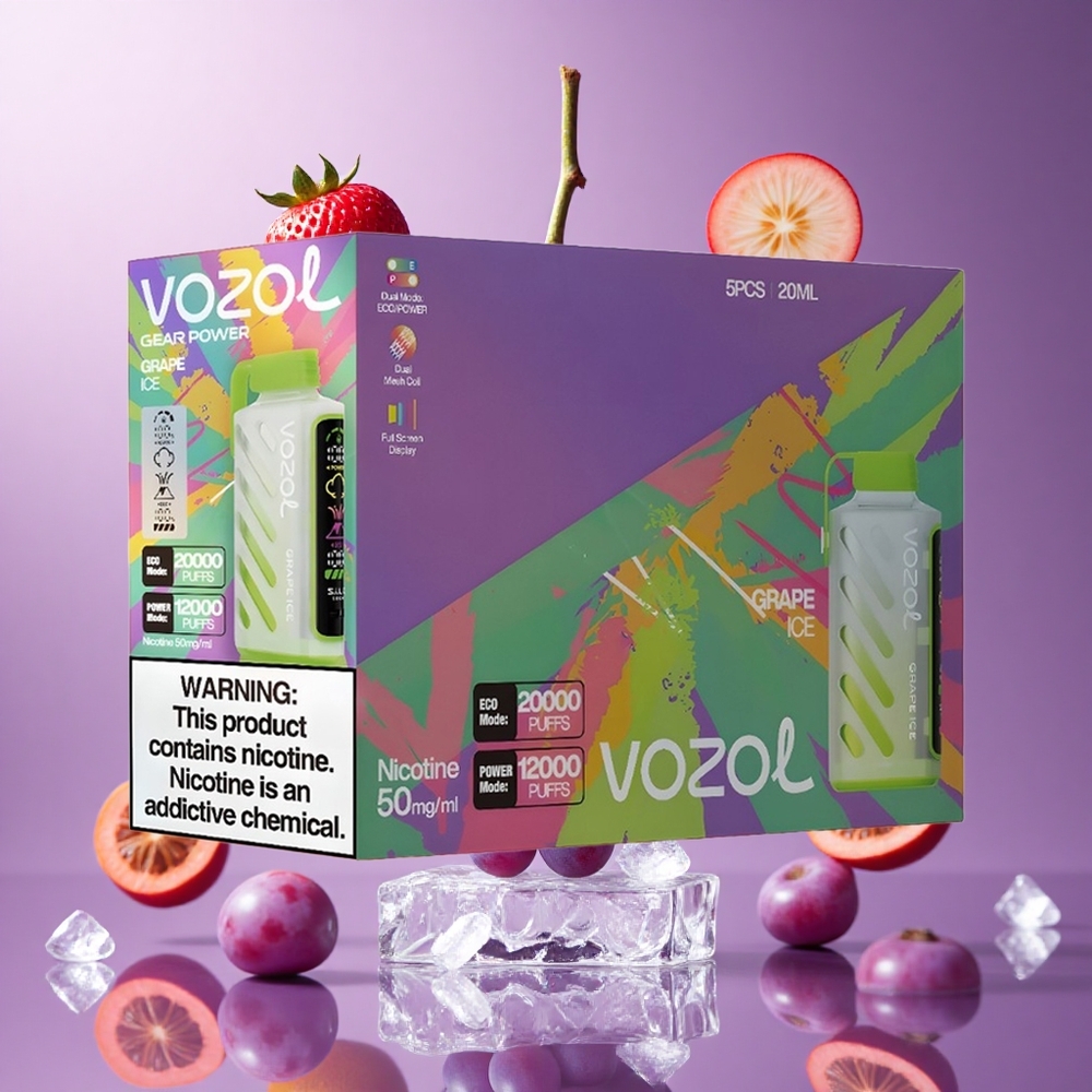 VOZOL Gear Power 20000 Puffs Uva Gelo Brasil Atacadista Tela Inteira 20mL