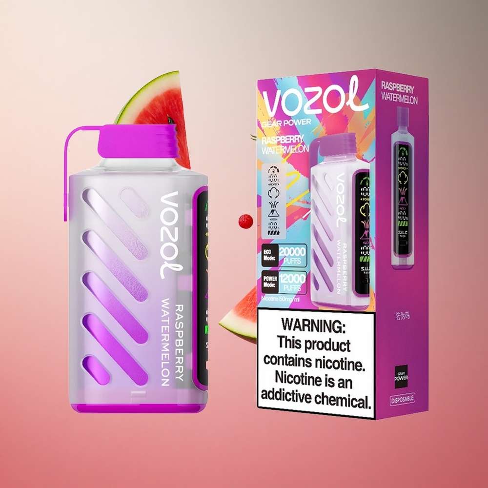 VOZOL Gear Power 20000 Puffs Vape Descartável Framboesa Melancia Brasil Atacadista Tela Inteira 20mL