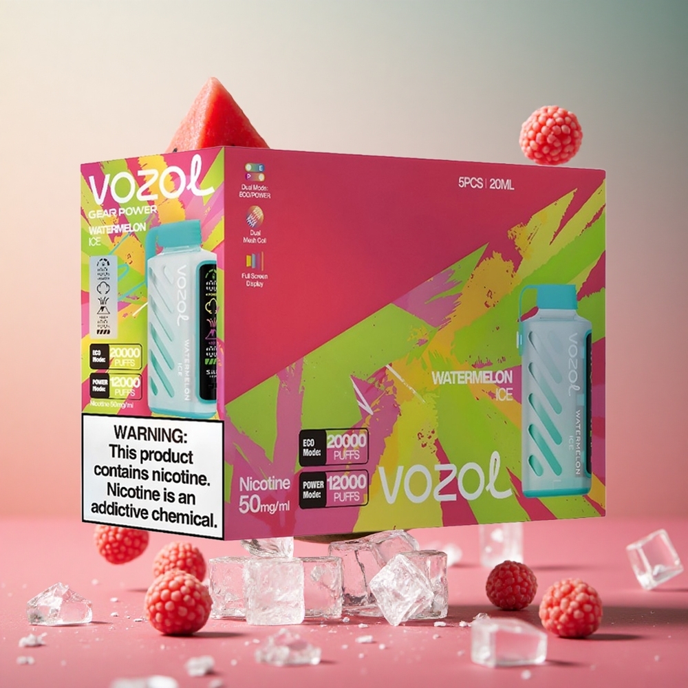 VOZOL Gear Power 20000 Puffs Vape Melancia Gelo Brasil Atacadista Tela Inteira Display