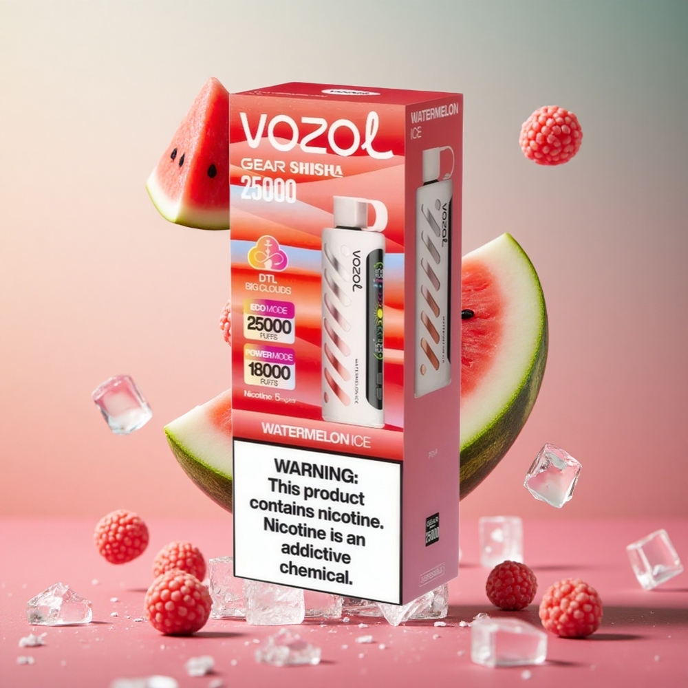 VOZOL Gear Shisha 25000 Puffs Melancia Gelo Brasil Atacadista 30 Sabores Deliciosos