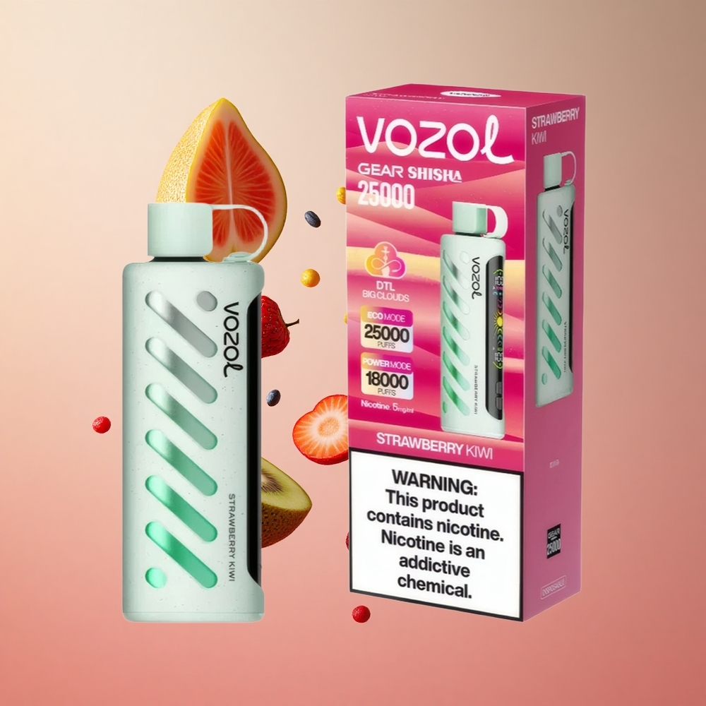 VOZOL Gear Shisha 25000 Puffs Morango Kiwi Brasil Atacadista 30 Sabores Deliciosos 1000mAh
