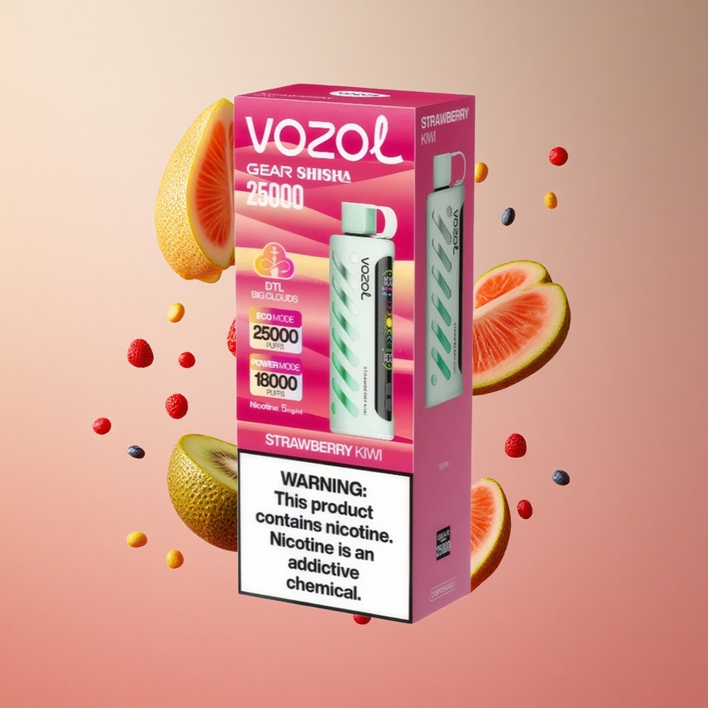 VOZOL Gear Shisha 25000 Puffs Morango Kiwi Brasil Atacadista 30 Sabores Deliciosos 1000mAh