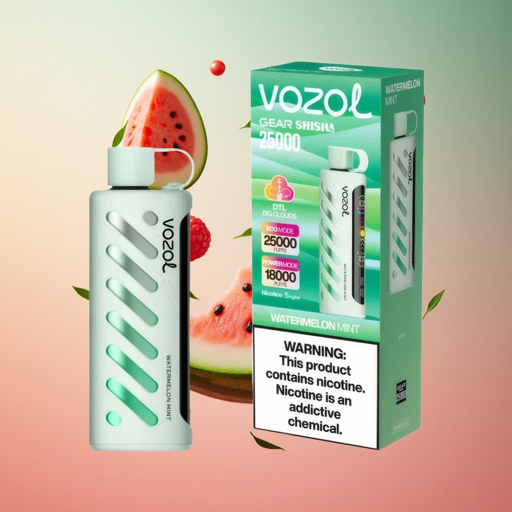 VOZOL Gear Shisha 25000 Puffs Sabor Melancia Hortelã Brasil Atacadista 30 Sabores Deliciosos