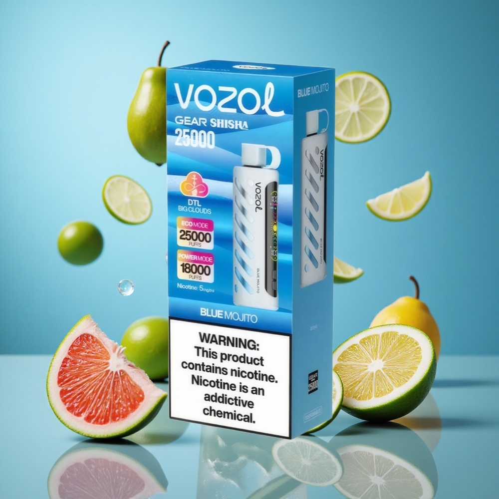 VOZOL Gear Shisha 25000 Puffs Sabor Mojito Azul Brasil Atacadista 30 Sabores Deliciosos