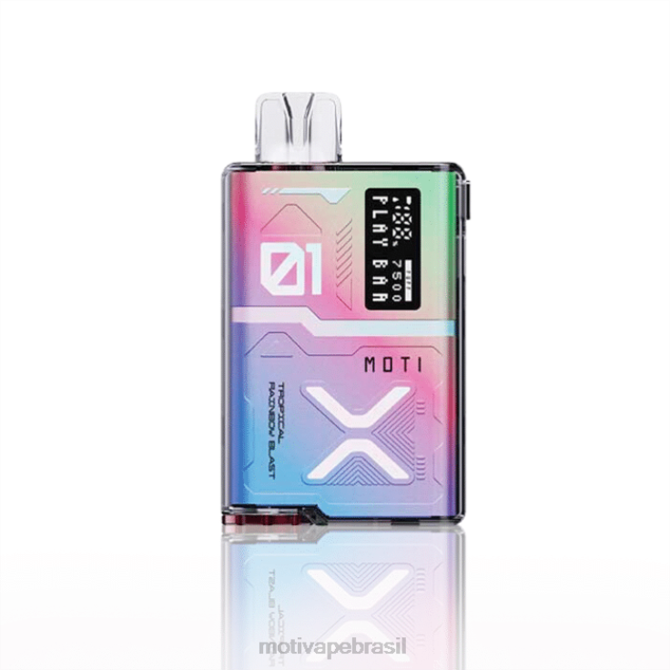 MOTI Vape Price 2Z02654 | MOTI Play Bar 7.500 vaporizadores descartáveis ​​(5%, 7.500 baforadas) explosão de arco-íris tropical