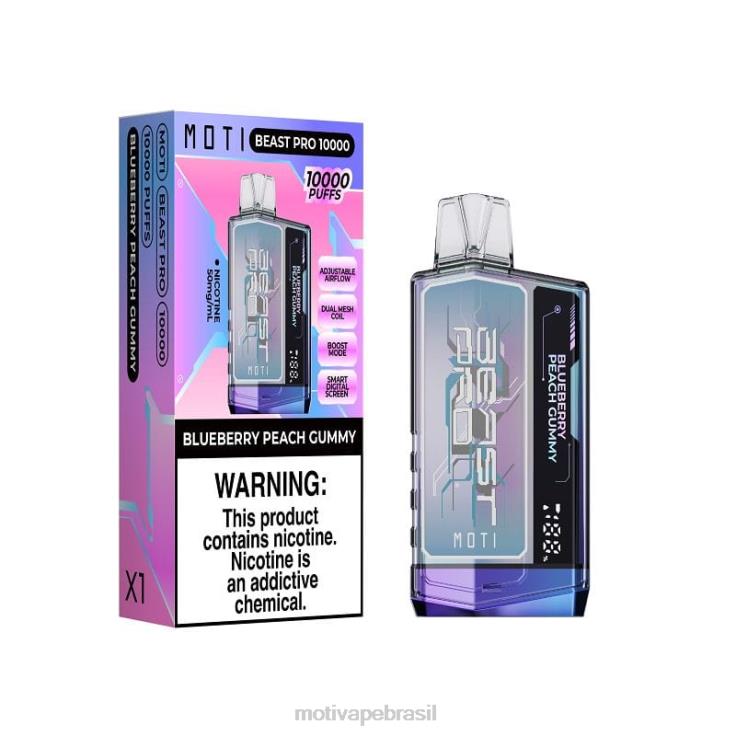 MOTI Vape Amazon 2Z02639 | MOTI Beast Pro vape descartável (5%, 10.000 baforadas) goma de mirtilo e pêssego