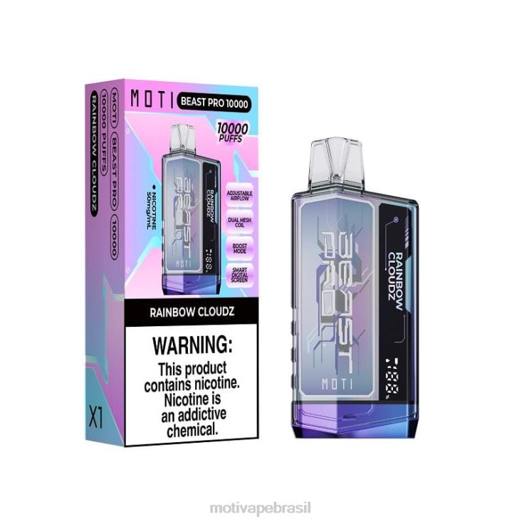 MOTI Vape Amazon 2Z02649 | MOTI Beast Pro vape descartável (5%, 10.000 baforadas) nuvem arco-íris