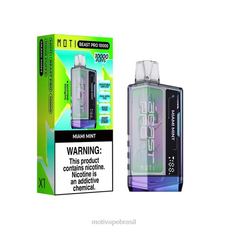 MOTI Vape For Sale 2Z02648 | MOTI Beast Pro vape descartável (5%, 10.000 baforadas) hortelã de miami