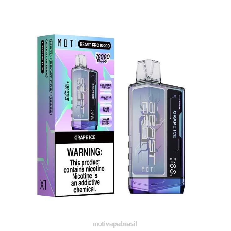 MOTI Vape Pods Brasil 2Z02645 | MOTI Beast Pro vape descartável (5%, 10.000 baforadas) gelo de uva