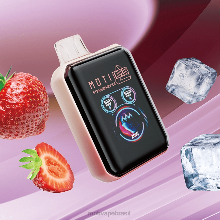 MOTI Vape Amazon 2Z0269 | MOTI Triplus Vaporizador descartável de 20k (5%, 20.000 baforadas) gelo de morango