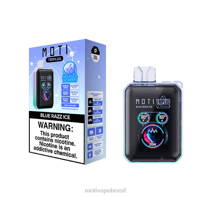 MOTI Vape Pods Brasil 2Z0265 | MOTI Triplus Vaporizador descartável de 20k (5%, 20.000 baforadas) hortelã de miami